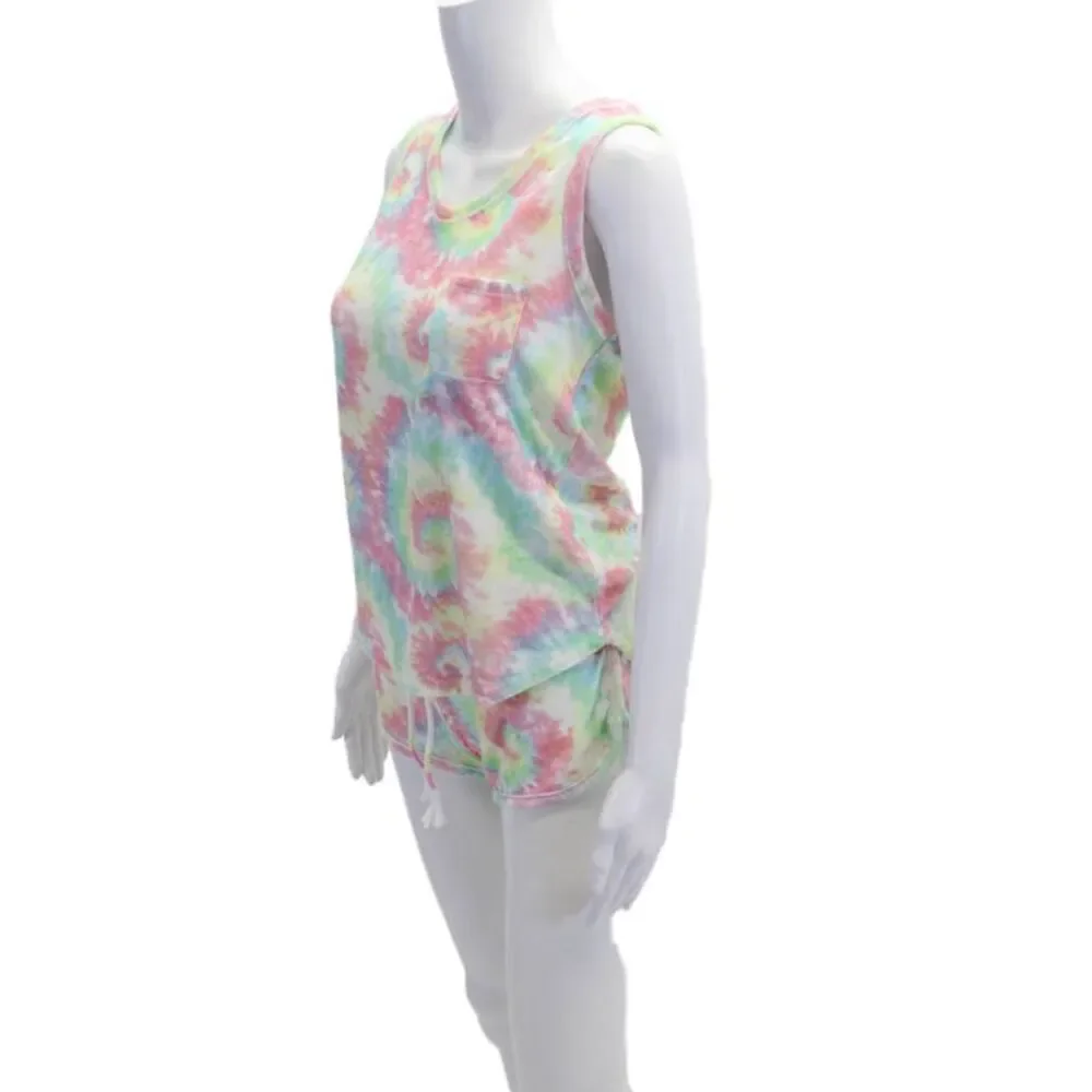 Emerson Road Womens Tie Dyed Terry Tank Top Shorts Set Multicolored Size XS